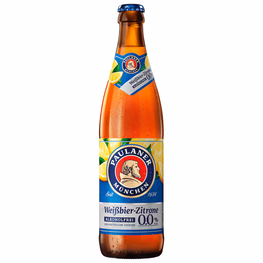 Paulaner Weißbier-Zitrone 0,0% alkoholfrei 0,5l MEHRWEG