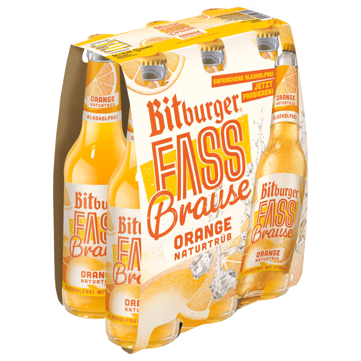 Bitburger Fassbrause Orange naturtrüb glutenfrei 6×0,33l MEHRWEG