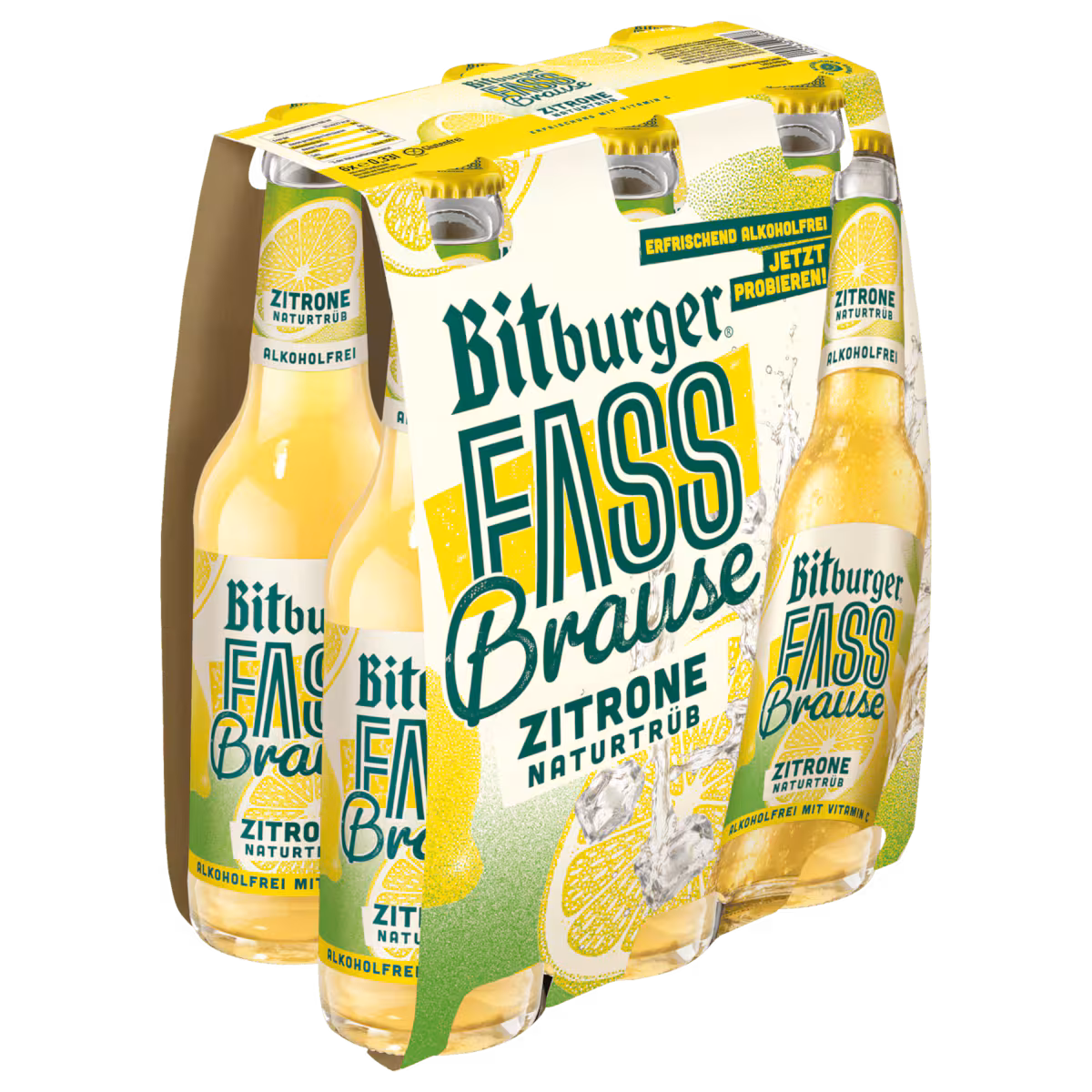 Bitburger Fassbrause Zitrone naturtrüb glutenfrei 6×0,33l MEHRWEG