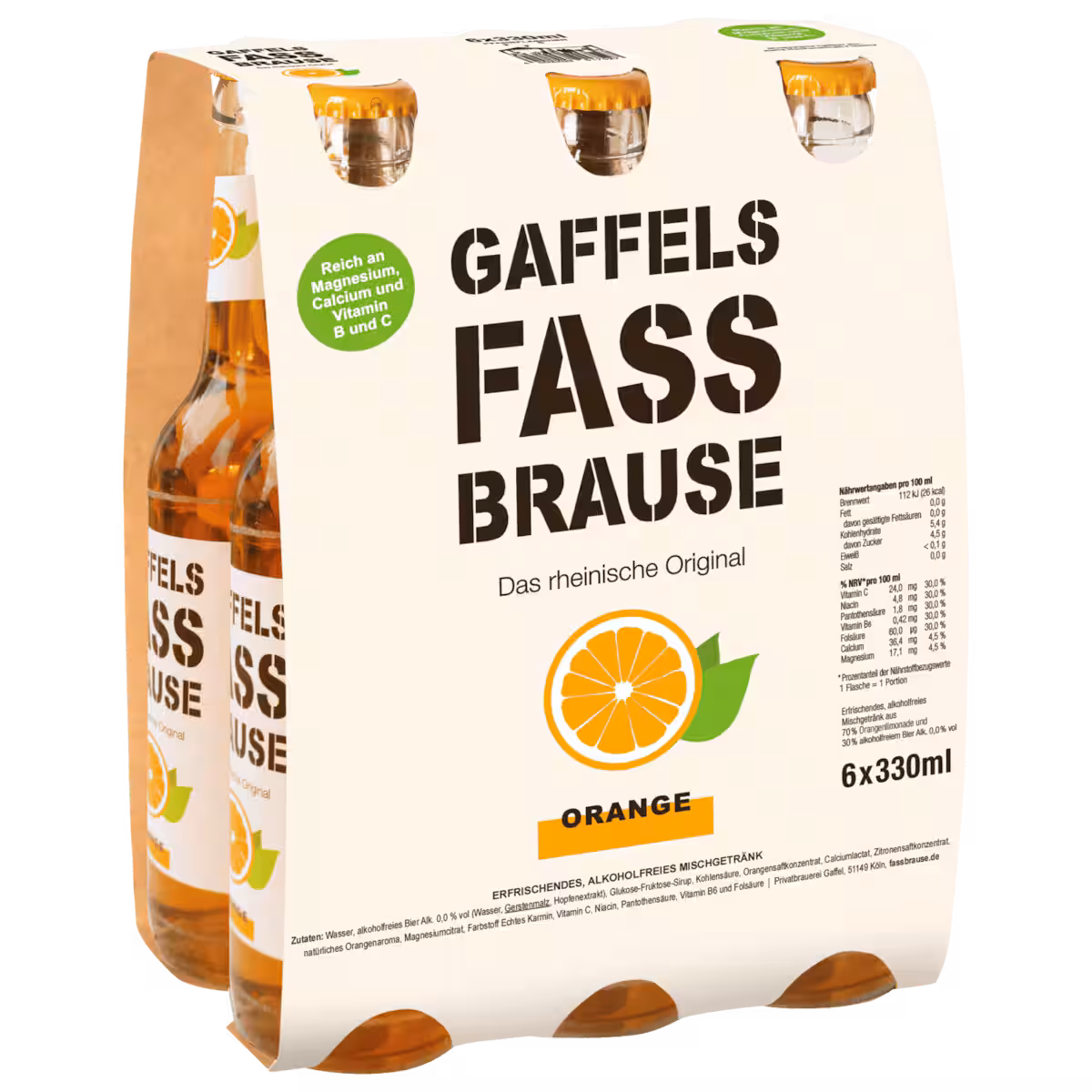 Gaffels Fassbrause Orange 6×0,33l MEHRWEG